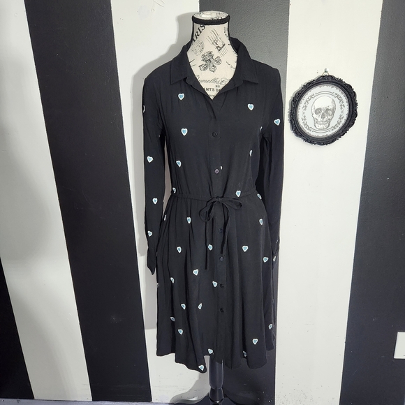 fabienne chapot Dresses & Skirts - Elegant Black Heart Pattern Long Sleeve Dress